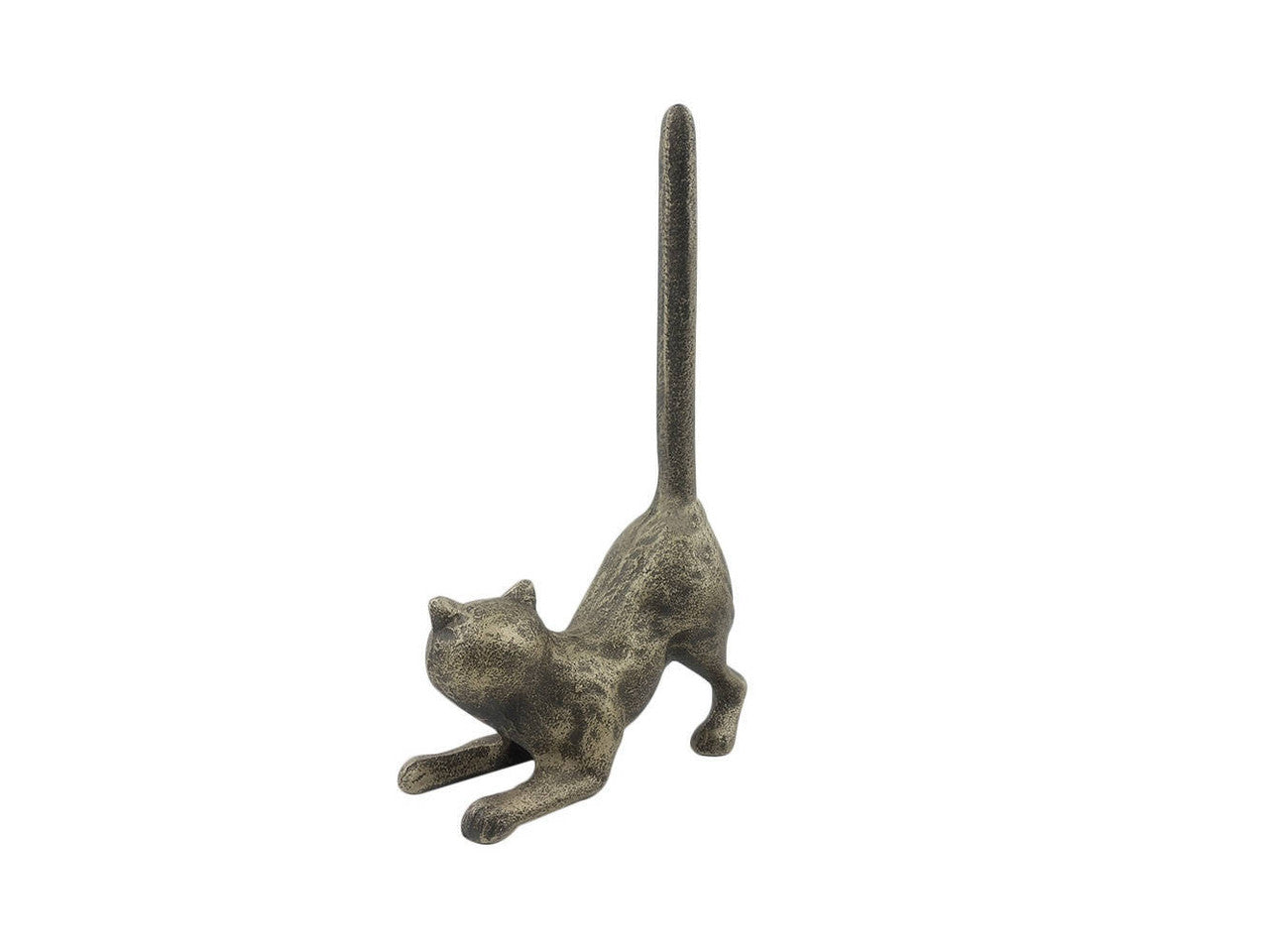 Rustic Gold Cast Iron Cat Extra Toilet Paper Stand 10"