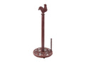 Rustic Red Whitewashed Cast Iron Rooster Paper Towel Holder 15"