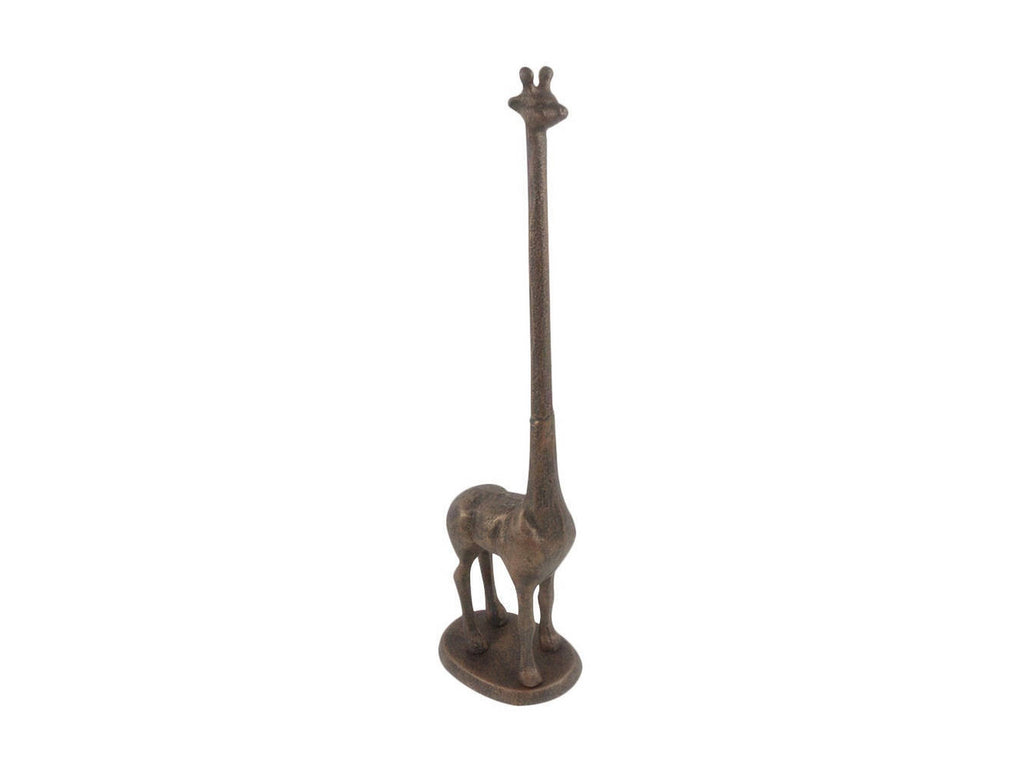 Rustic Copper Cast Iron Giraffe Paper Towel Holder 19"
