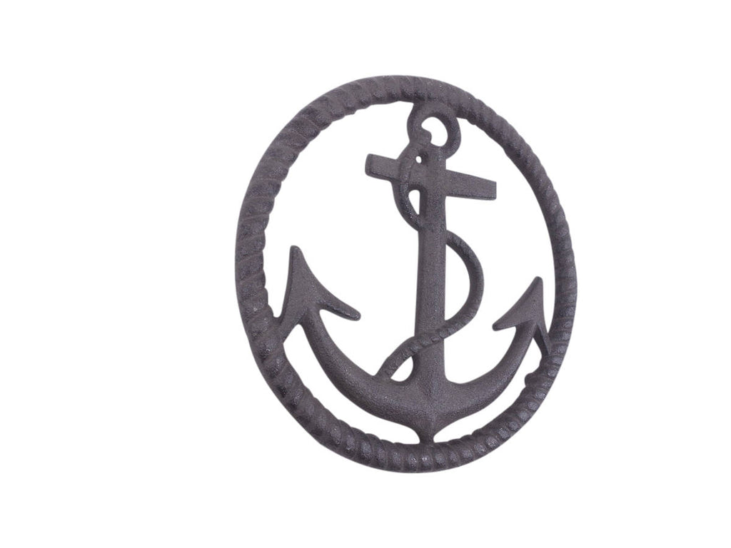 Cast Iron Anchor and Rope Nautical Kitchen Trivet 7"