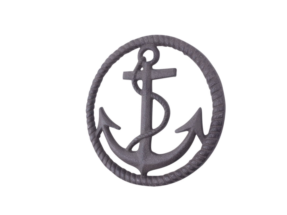 Cast Iron Anchor and Rope Nautical Kitchen Trivet 7"