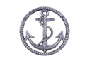 Rustic Silver Cast Iron Anchor and Rope Nautical Kitchen Trivet 7"