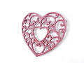 Rustic Red Whitewashed Cast Iron Decorative Heart Kitchen Trivet 8"