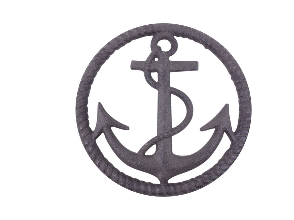 Cast Iron Anchor and Rope Nautical Kitchen Trivet 7"
