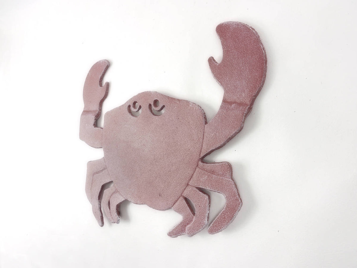 Rustic Red Whitewashed Cast Iron Crab Trivet 11"