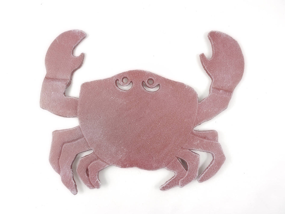 Rustic Red Whitewashed Cast Iron Crab Trivet 11"
