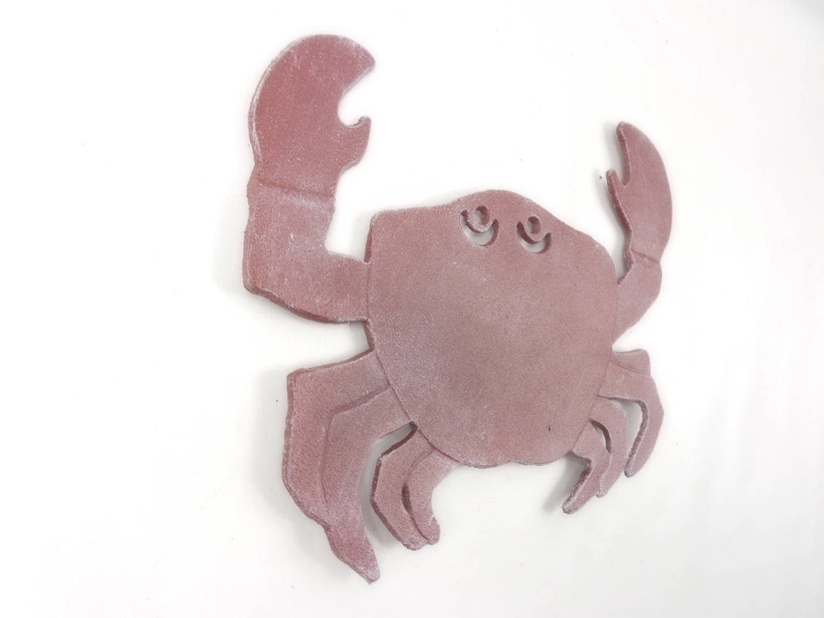 Rustic Red Whitewashed Cast Iron Crab Trivet 11"