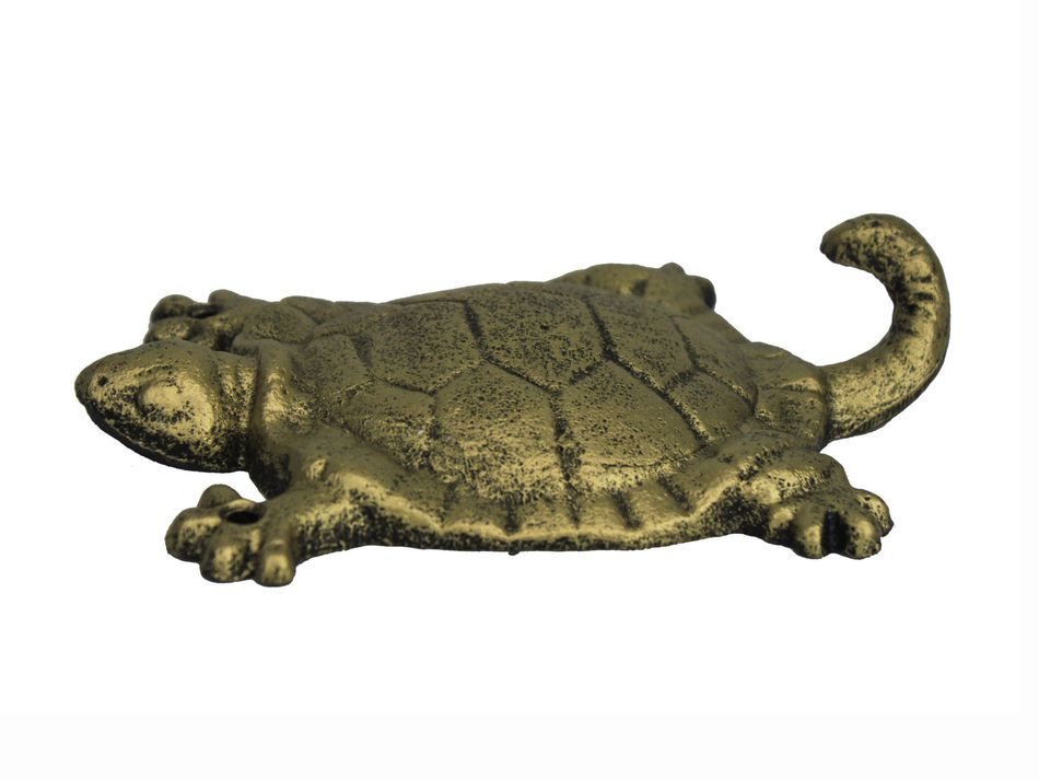 Rustic Gold Cast Iron Turtle Hook 6"