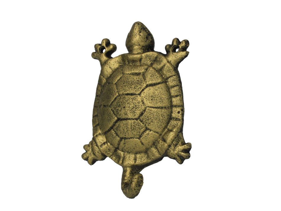 Rustic Gold Cast Iron Turtle Hook 6"
