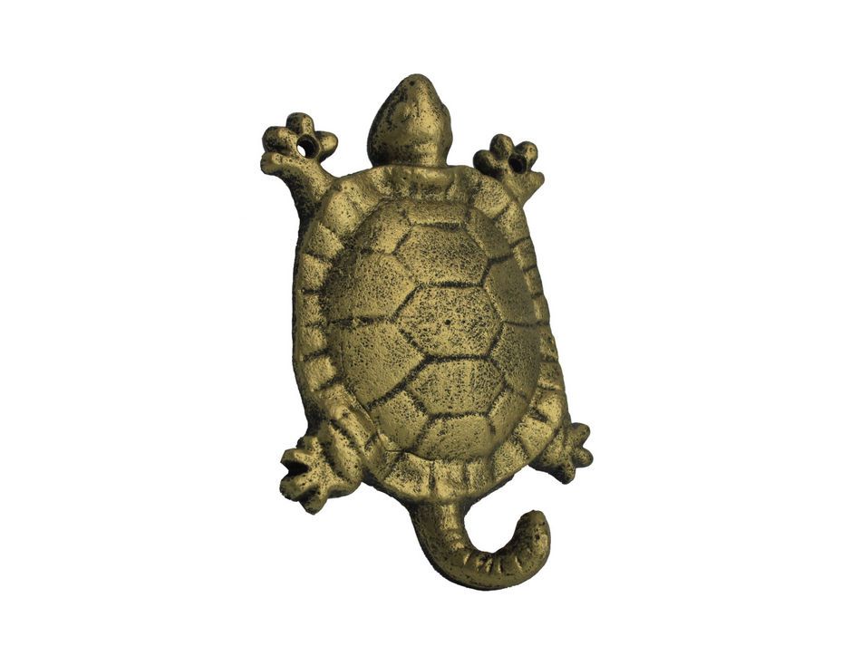 Rustic Gold Cast Iron Turtle Hook 6"
