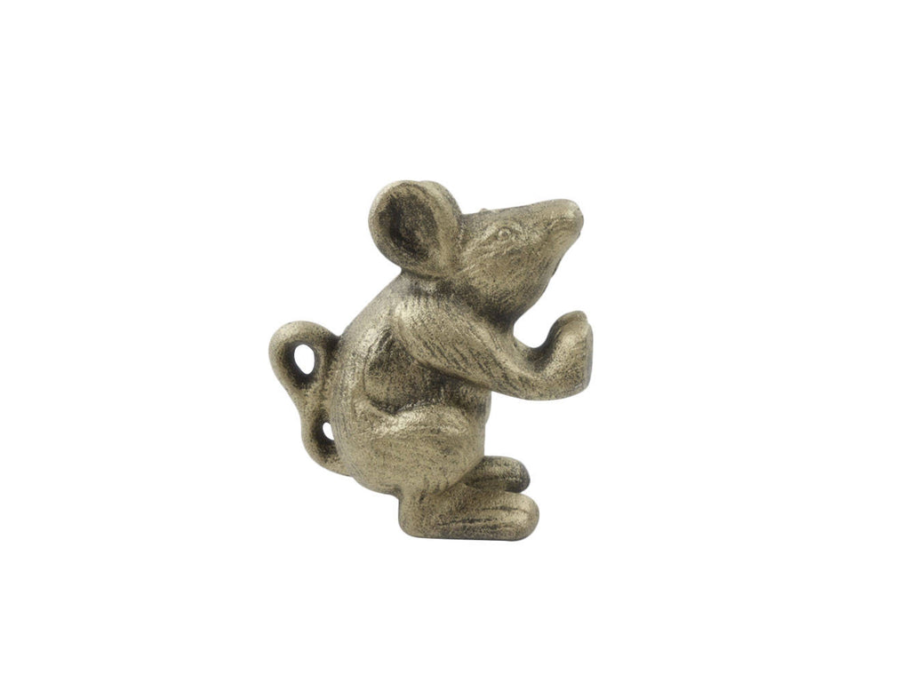 Set of 2 - Rustic Gold Cast Iron Mouse Book Ends 5""