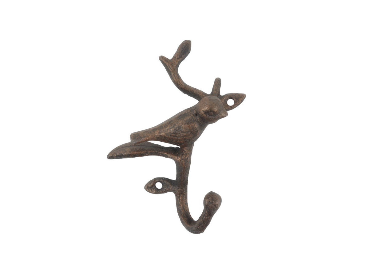 Rustic Copper Cast Iron Decorative Bird Hook 6"