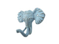 Rustic Light Blue Cast Iron Elephant Hook 5"