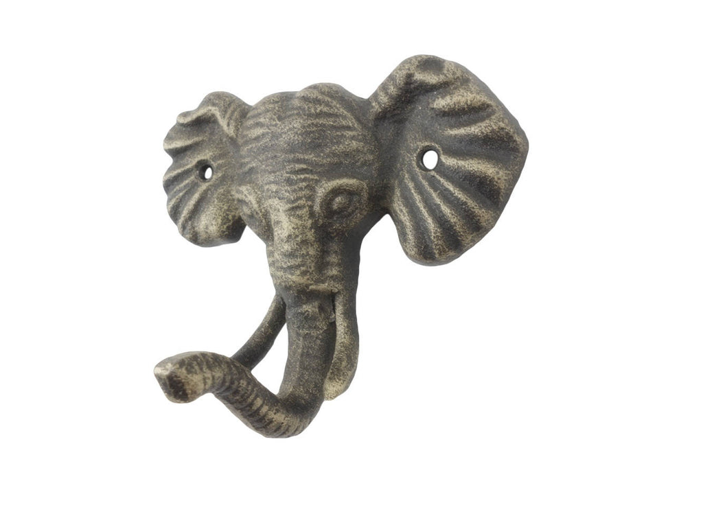 Rustic Gold Cast Iron Elephant Hook 5"
