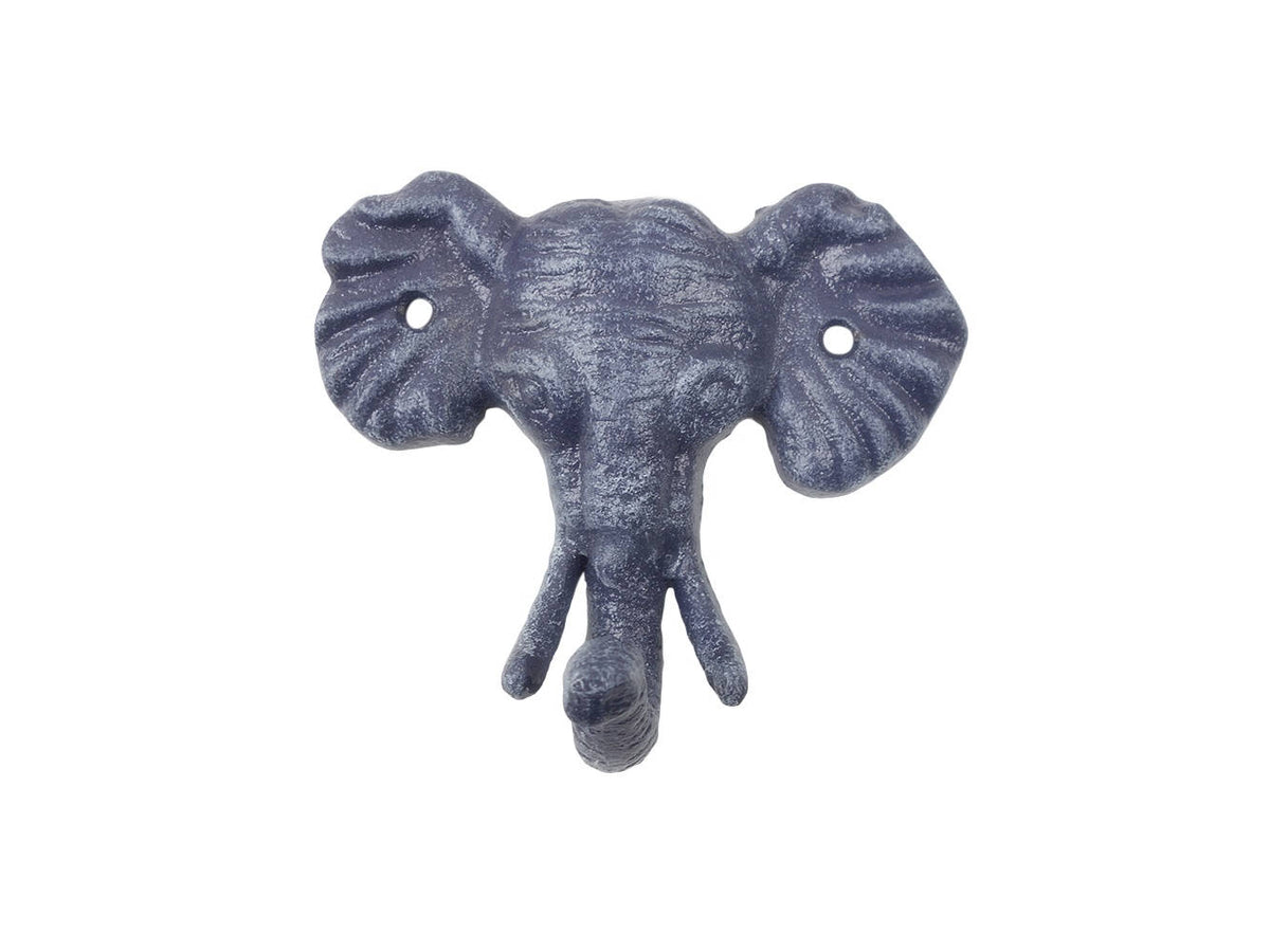Rustic Dark Blue Cast Iron Elephant Hook 5"