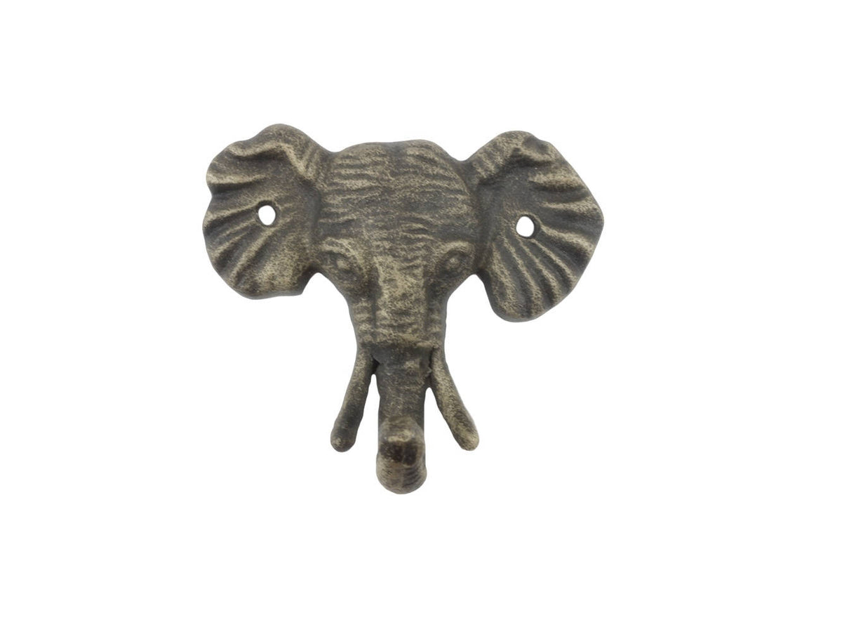 Rustic Gold Cast Iron Elephant Hook 5"