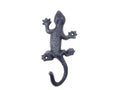 Rustic Dark Blue Cast Iron Lizard Hook 6"