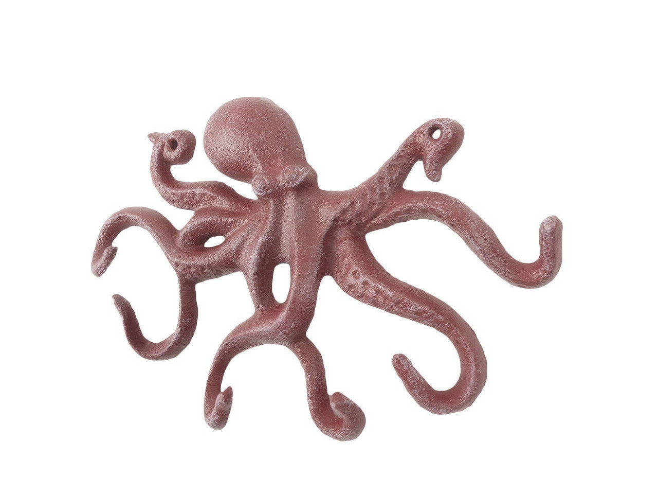 Red Whitewashed Cast Iron Octopus Hook 11"
