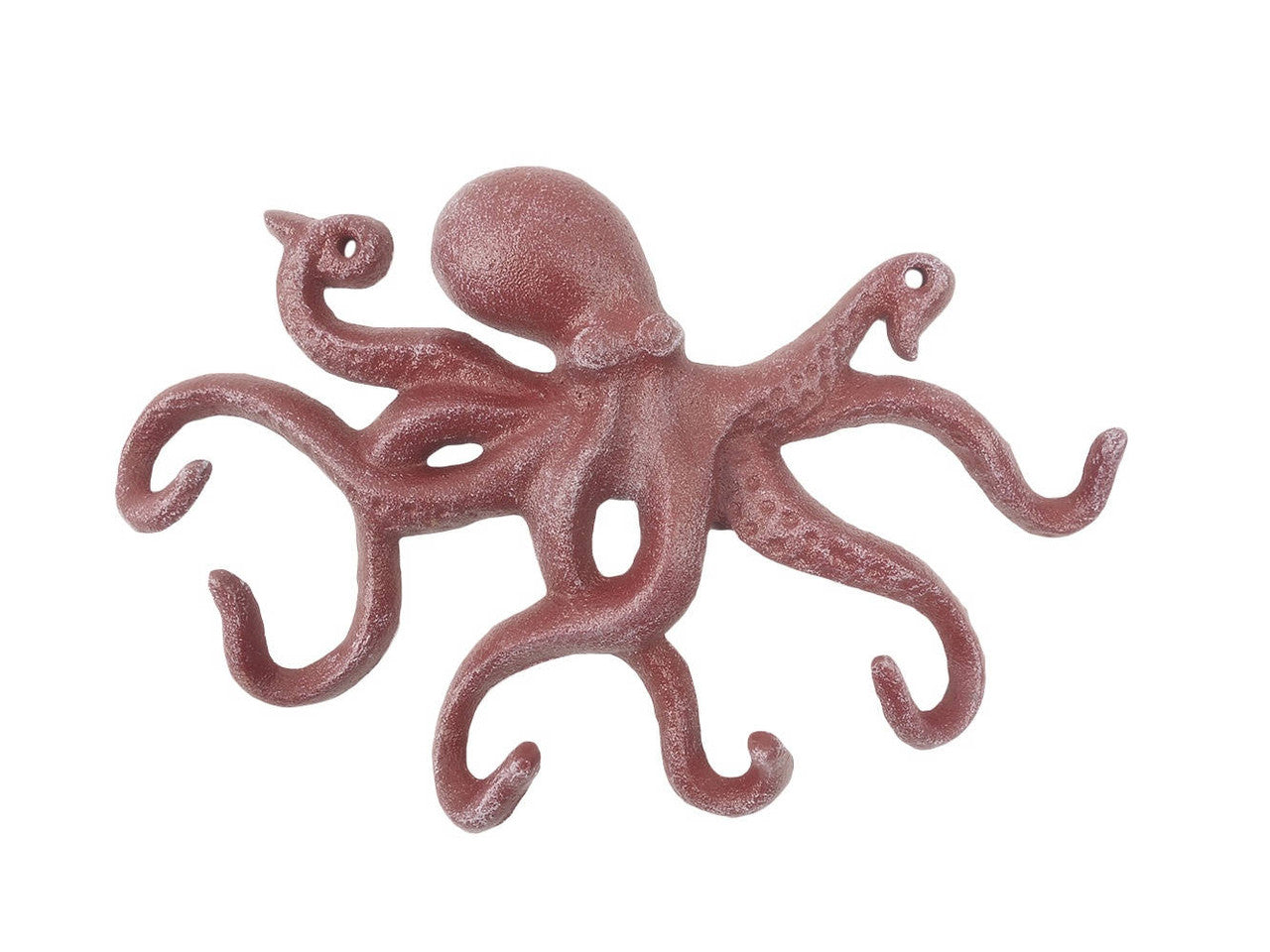 Red Whitewashed Cast Iron Octopus Hook 11"
