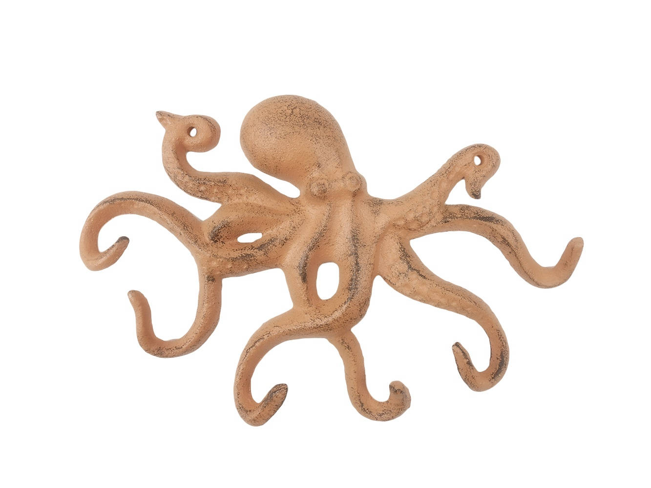 Rustic Orange Cast Iron Octopus Hook 11"