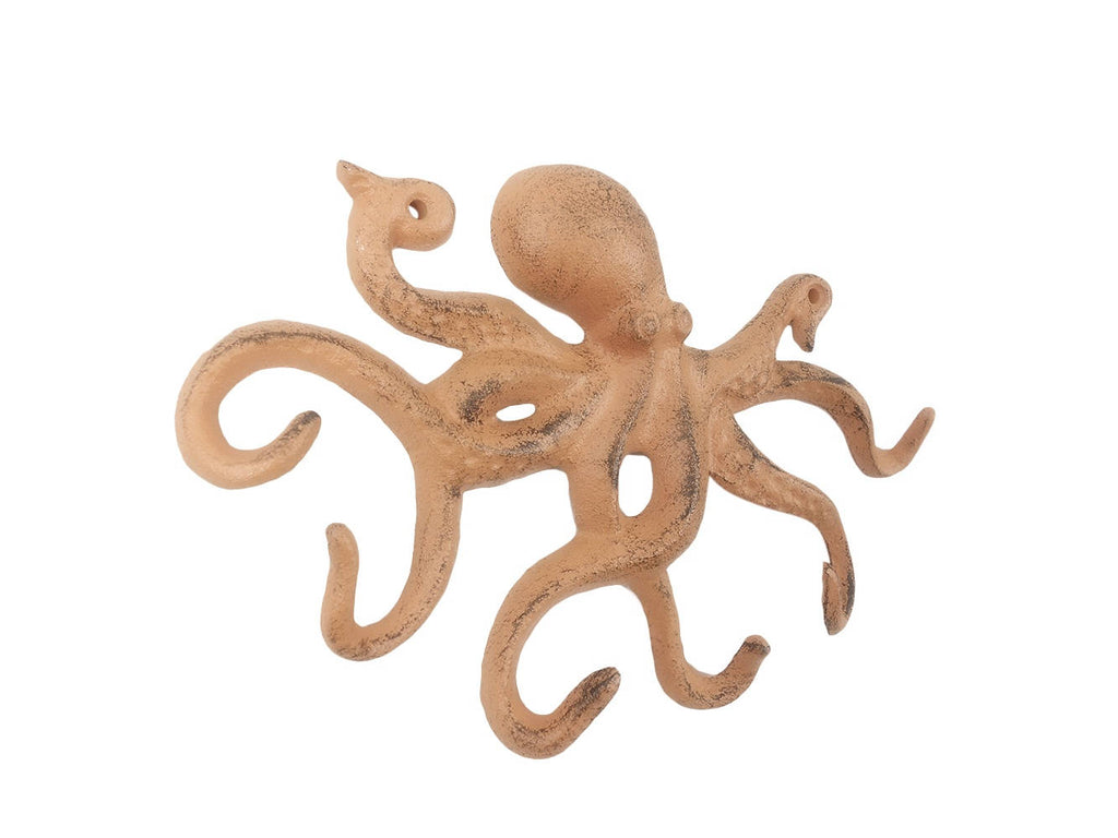 Rustic Orange Cast Iron Octopus Hook 11"