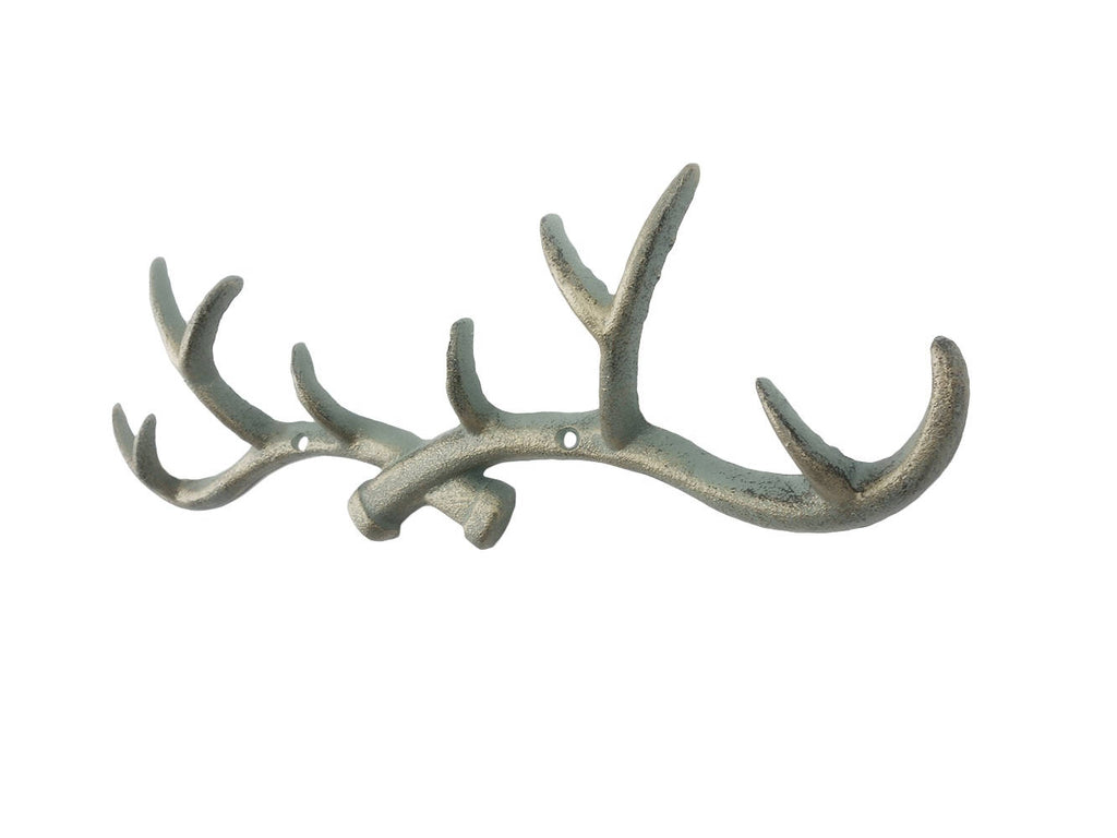 Antique Bronze Cast Iron Antler Wall Hooks 15"