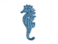 Rustic Light Blue Whitewashed Cast Iron Seahorse Hook 5"