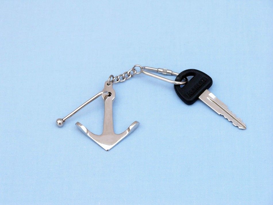 Chrome Admiralty Anchor Key Chain 6"
