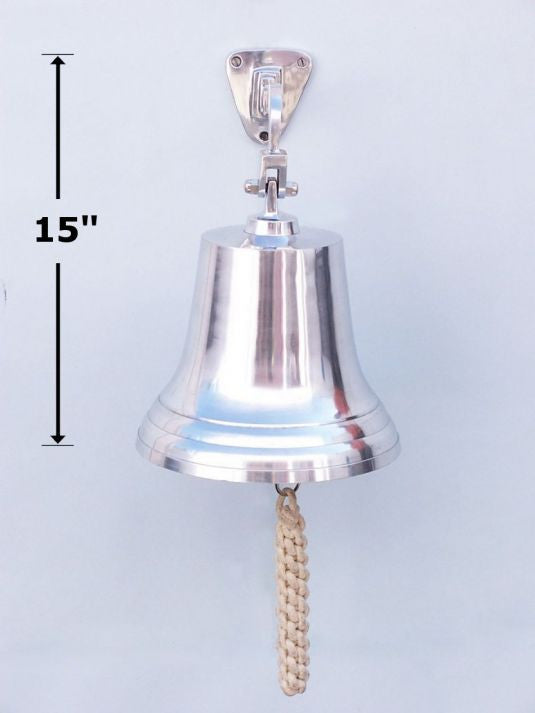 Chrome Hanging Ship's Bell 15"