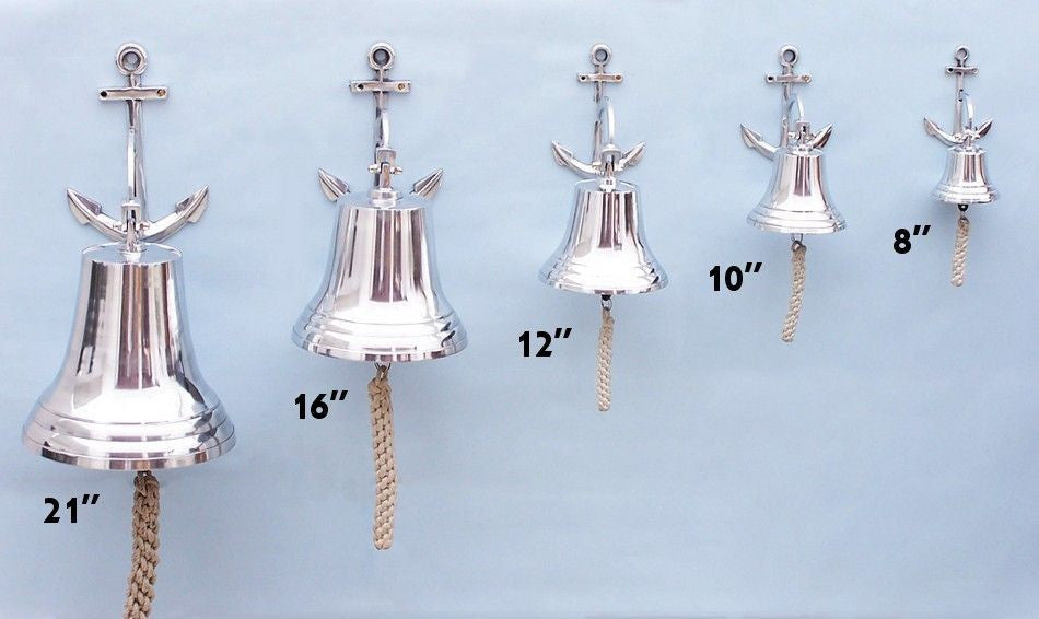 Chrome Hanging Anchor Bell 12"