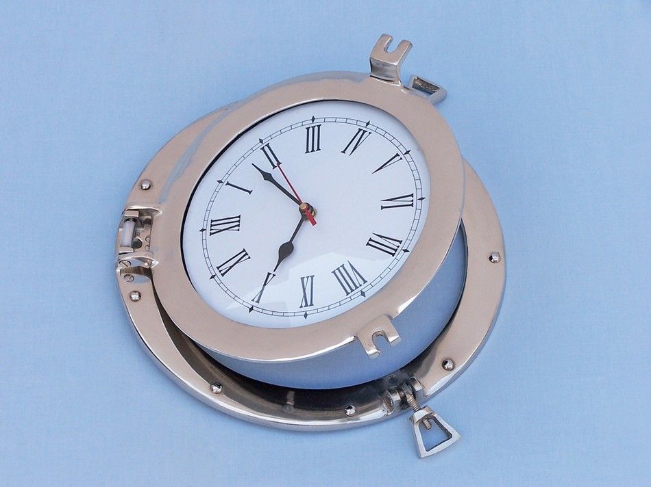 Chrome Decorative Ship Porthole Clock 12"