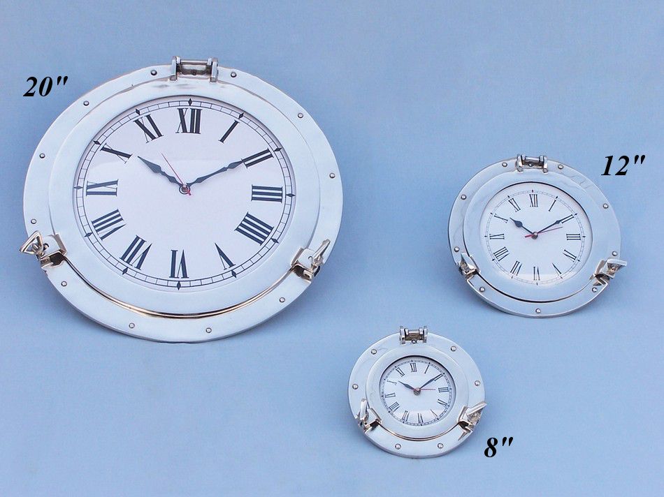Chrome Decorative Ship Porthole Clock 12"