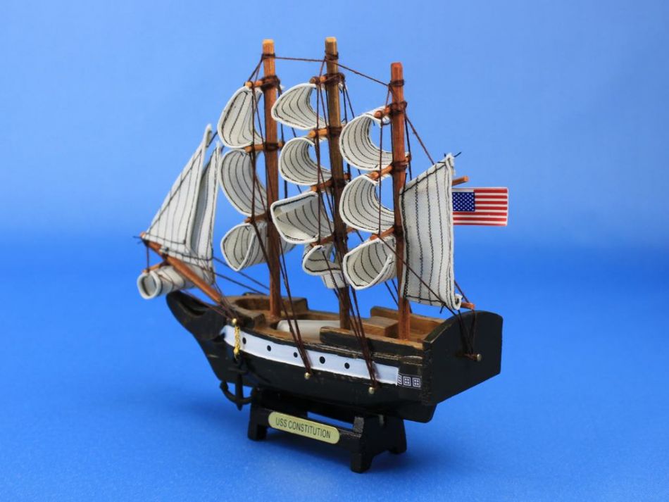 Wooden USS Constitution Tall Model Ship 7"