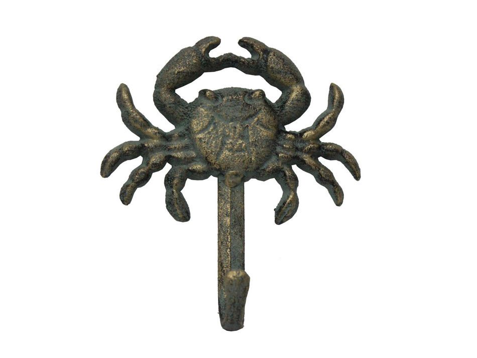Antique Seaworn Bronze Cast Iron Wall Mounted Crab Hook 5"