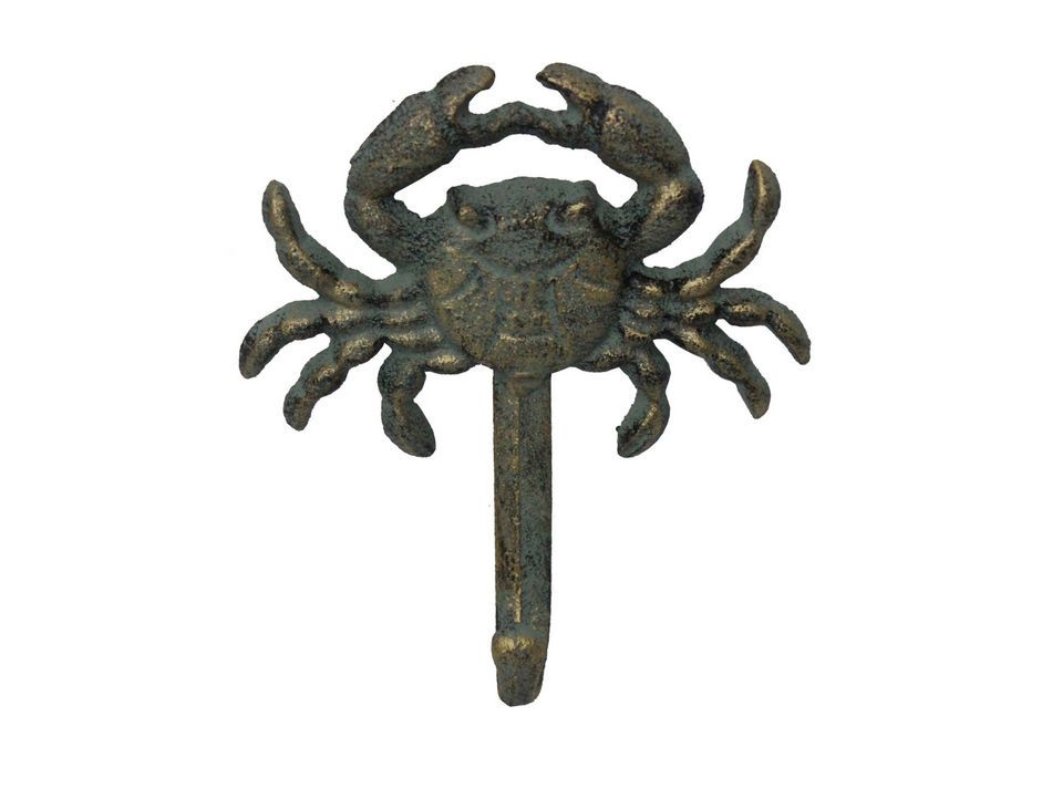 Antique Seaworn Bronze Cast Iron Wall Mounted Crab Hook 5"