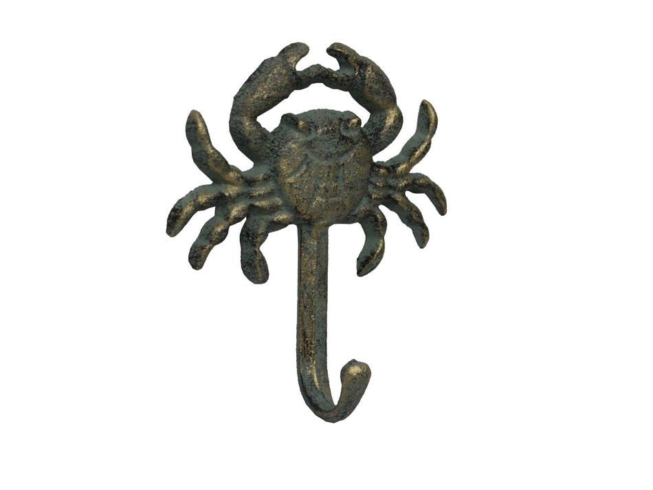 Antique Seaworn Bronze Cast Iron Wall Mounted Crab Hook 5"