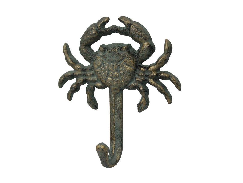 Antique Seaworn Bronze Cast Iron Wall Mounted Crab Hook 5"
