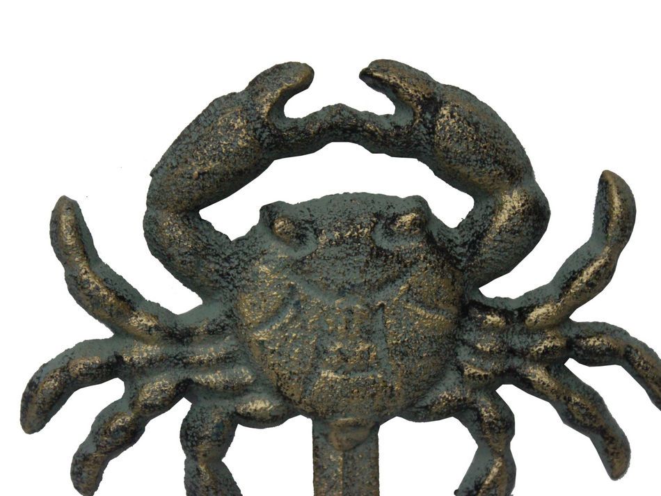 Antique Seaworn Bronze Cast Iron Wall Mounted Crab Hook 5"