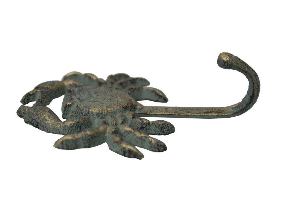 Antique Seaworn Bronze Cast Iron Wall Mounted Crab Hook 5"