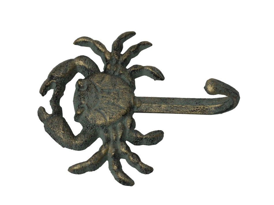 Antique Seaworn Bronze Cast Iron Wall Mounted Crab Hook 5"