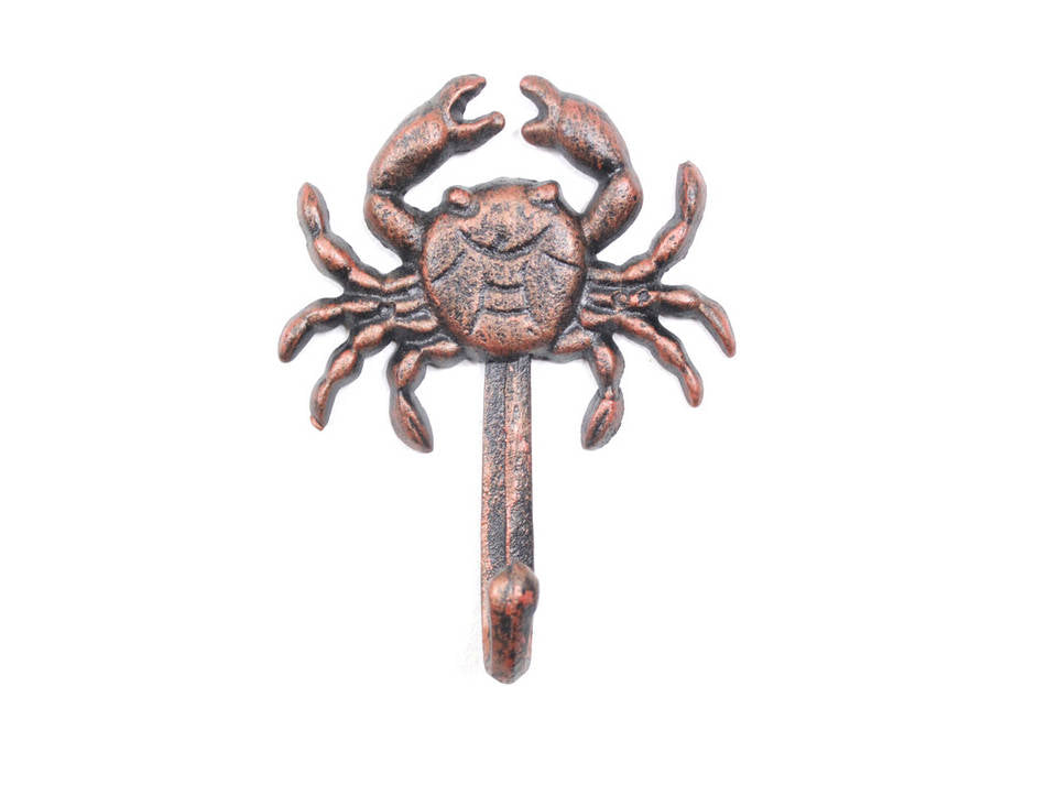 Rustic Copper Cast Iron Wall Mounted Crab Hook 5"
