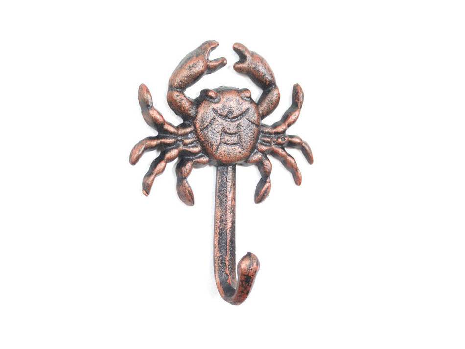 Rustic Copper Cast Iron Wall Mounted Crab Hook 5"