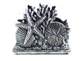 Antique Silver Cast Iron Seashell Napkin Holder 7"