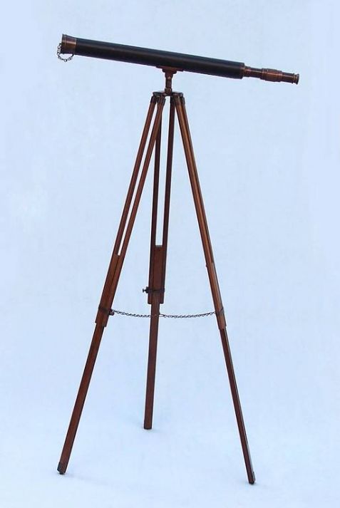 Floor Standing Antique Copper with Leather Harbor Master Telescope 60"