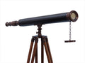 Floor Standing Antique Copper with Leather Harbor Master Telescope 60"