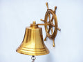 Brass Plated Hanging Ship Wheel Bell 8"