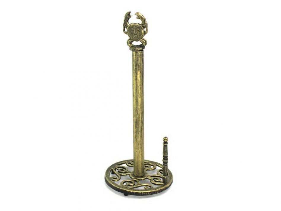 Antique Gold Cast Iron Crab Paper Towel Holder 16"