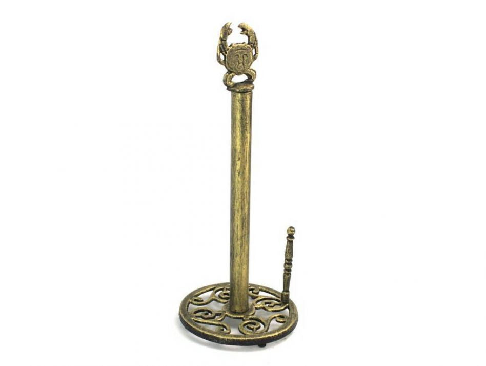 Antique Gold Cast Iron Crab Paper Towel Holder 16"