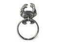 Antique Silver Cast Iron Crab Towel Holder 8"
