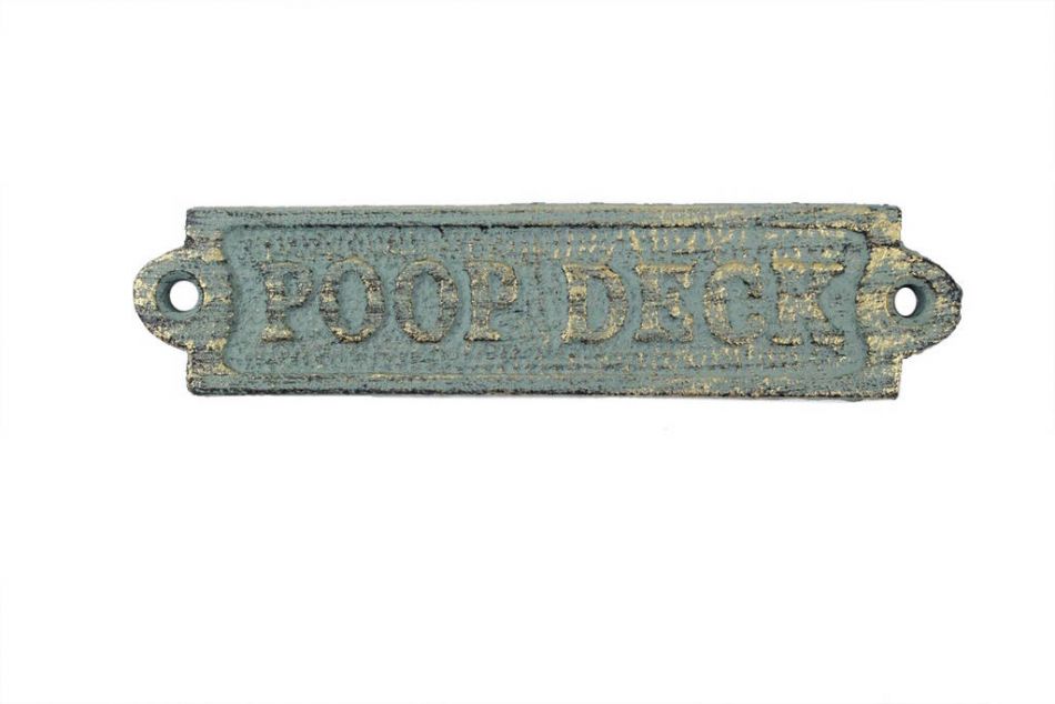 Antique Seaworn Bronze Cast Iron Poop Deck Sign 6"